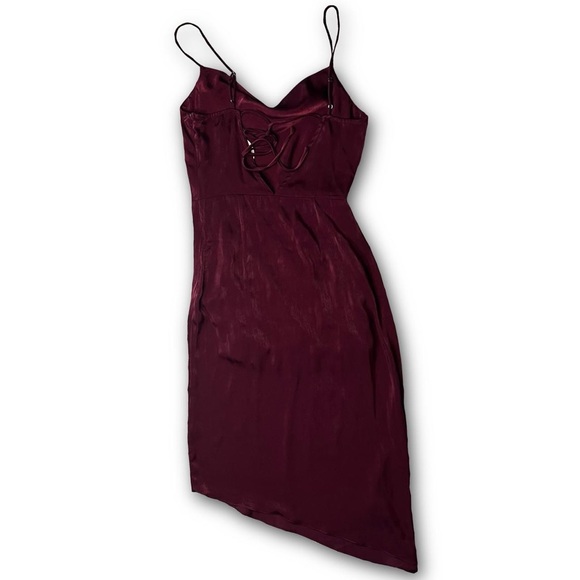Wine red asymmetrical midi dress NWT S - Picture 2 of 6